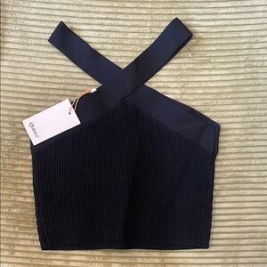 Quince Black Ribbed Crop Tank Top